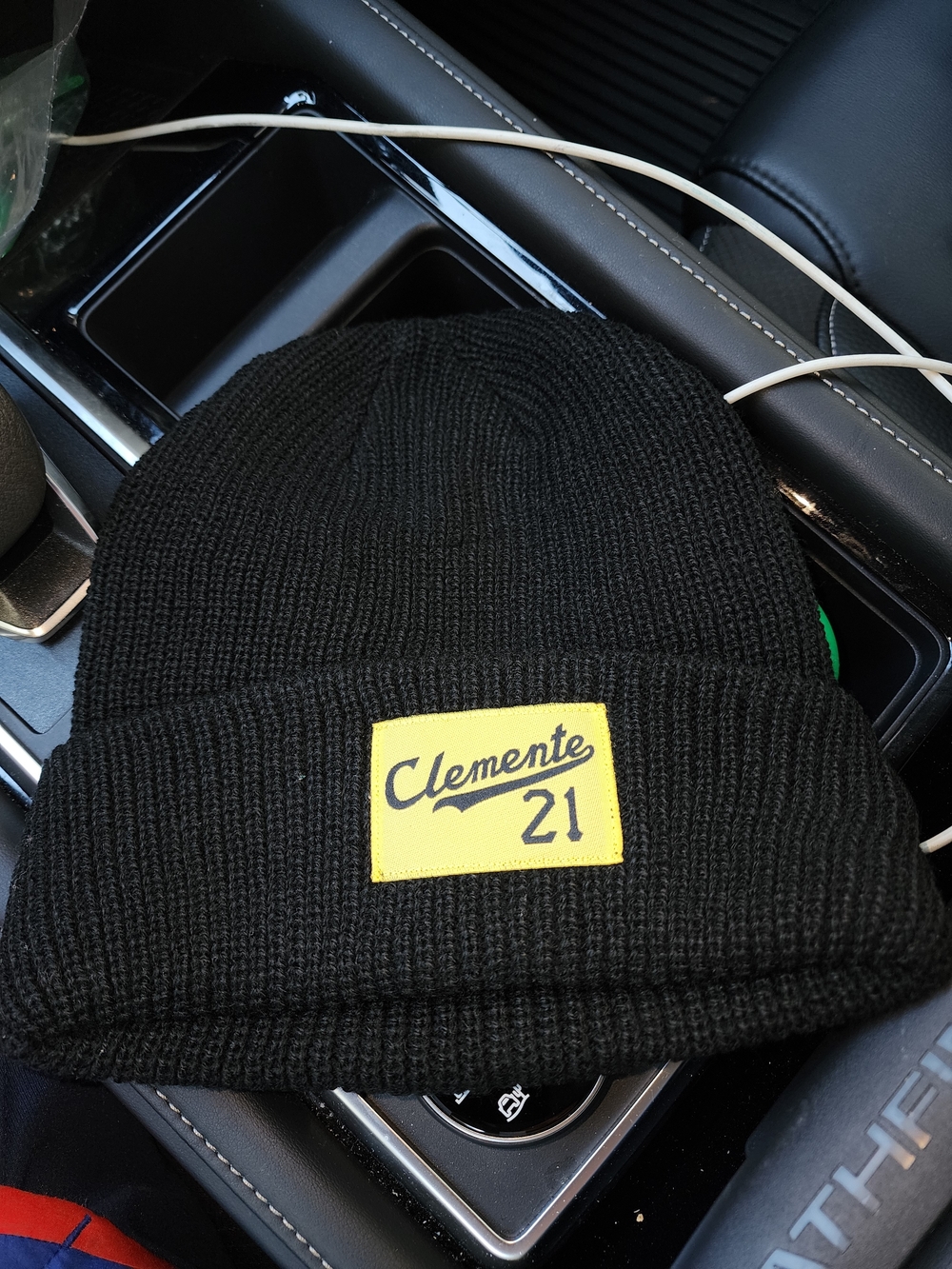 Exclusive Clemente 21 Black Beanie with Yellow Patch